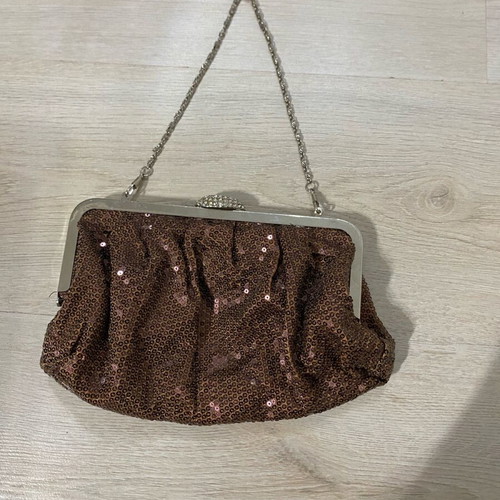 Bronze hand bag used with sequins and chain