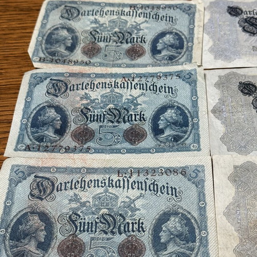 5 mark 1914 banknote lot of 14