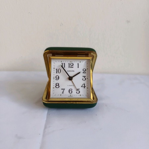Vintage German travel clock used, tabletop