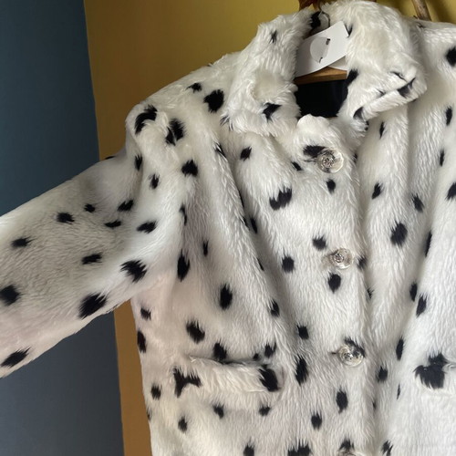 Synthetic Crop Fur Jacket like new, Dalmatian pattern, size S/M