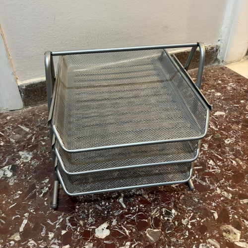 Metal desk organizer 3-tier A4 size, like new, silver