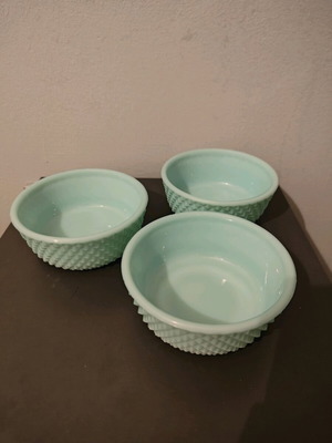 Fenton milk glass Hobnail fondantieres like new, blue