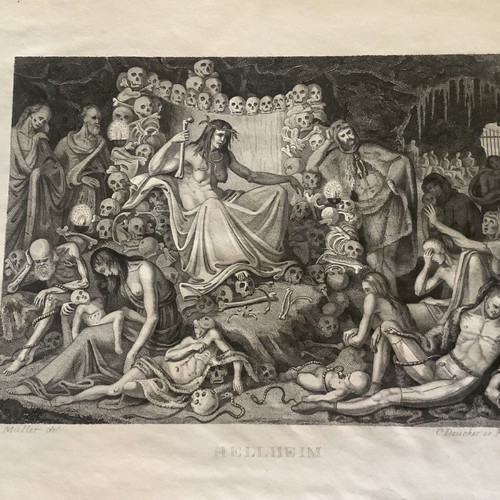 Scandinavian Mythology Helheim Chalcography used 23x14cm