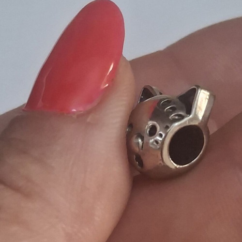 Charm for bracelets cat head silver, like new