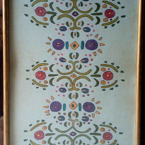 Two large paintings and four small frames __ hand-stitched along with frames__ all