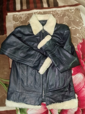Genuine Italian leather jacket with cream shearling, Vera Pelle