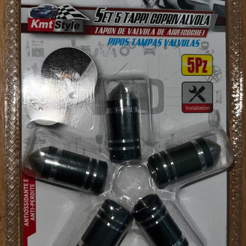 Tire valve caps black rocket style pack of 5 new