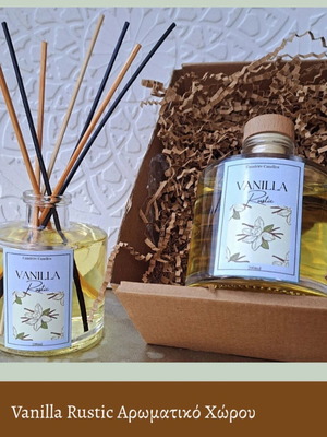 Vanilla Rustic Room Diffuser 200ml with Wooden Sticks, Natural