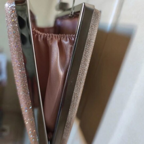 Achilleas Accessories Evening Clutch Shoulder Bag like new, pink metallic