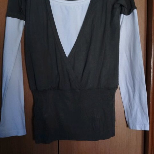 Blouse brown and white like new, size M