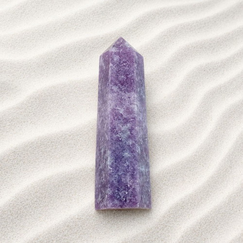 Decorative desk obelisk with lepidolite stone
