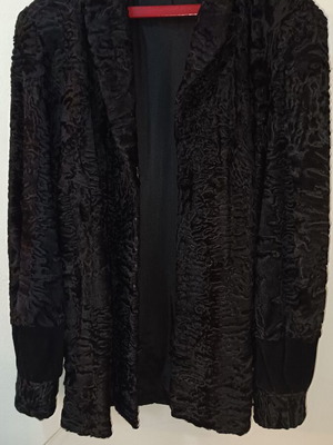 Vintage 80s fur used, black with suede sleeves, size M/L