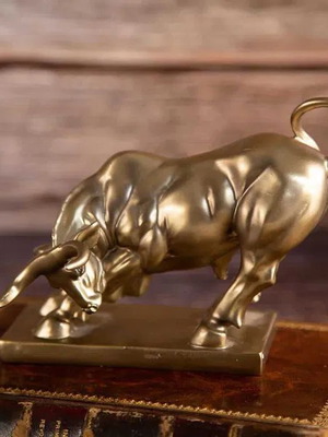 Bull figure new, golden color, polyresin