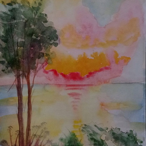 Watercolor on paper 23x34 cm new