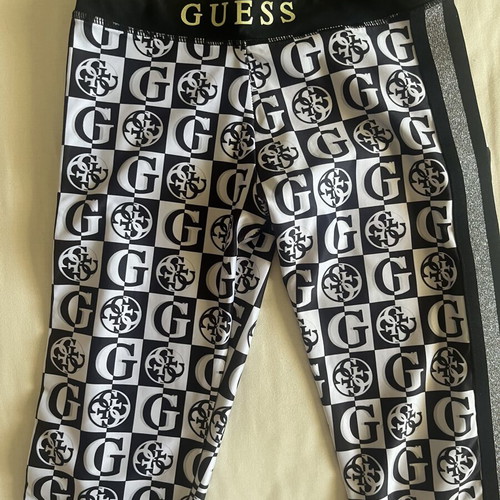 Guess girls' leggings size 14, black and white with silver detail