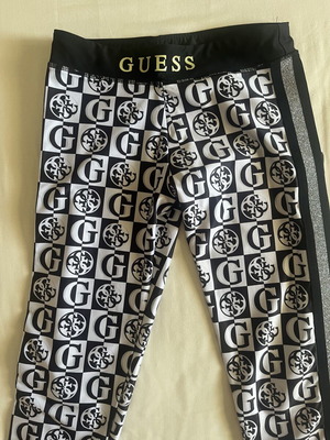 Guess girls' leggings size 14, black and white with silver detail