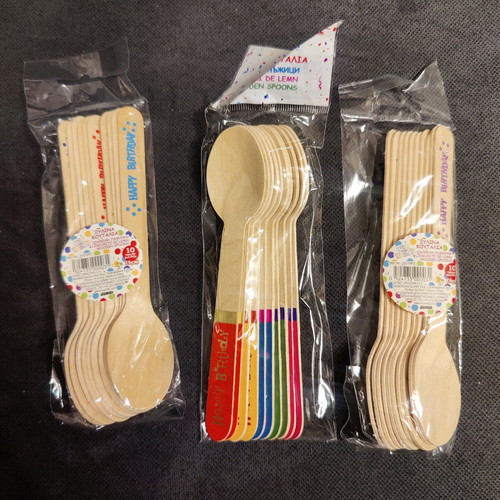 Wooden Happy Birthday spoons new, set of 30 pieces