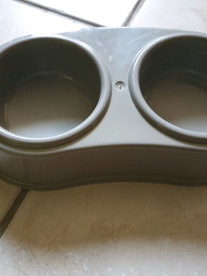Pet bowls for cats, set of 2, gray PVC, new