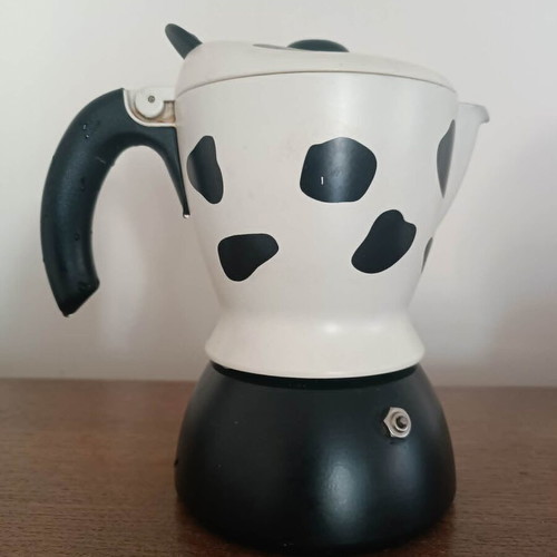 Bialetti Mukka Express vintage coffee maker used, cow design