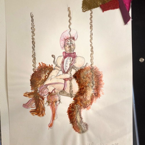 Theatrical costume design from Alice in Wonderland used, watercolor on A3 paper