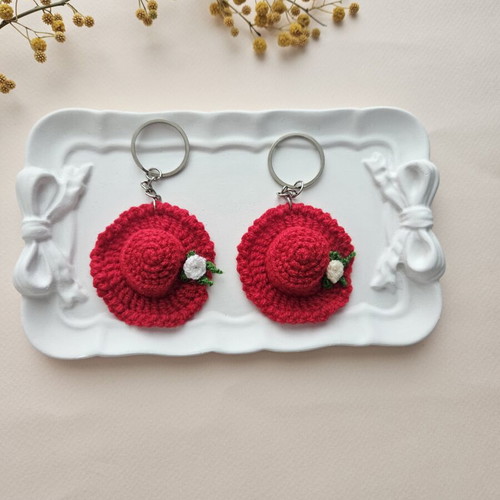 Crocheted Hat Keychain handmade, new