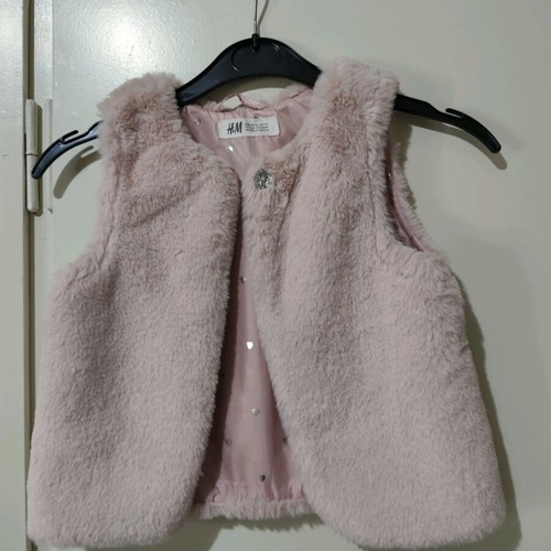 H&M Faux Fur Vest like new, pink, 4-6 years