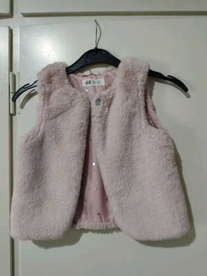 H&M Faux Fur Vest like new, pink, 4-6 years