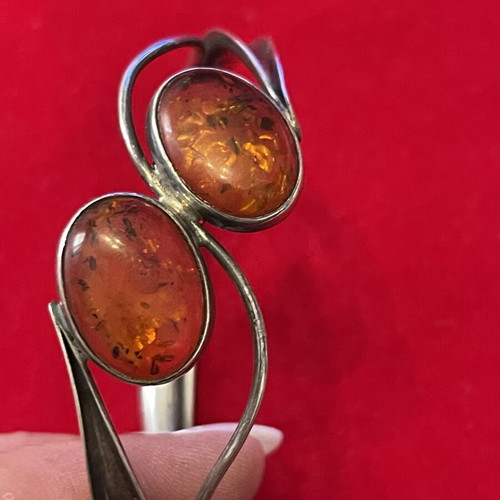 Silver 925 bracelet with vintage amber used, 20 cm