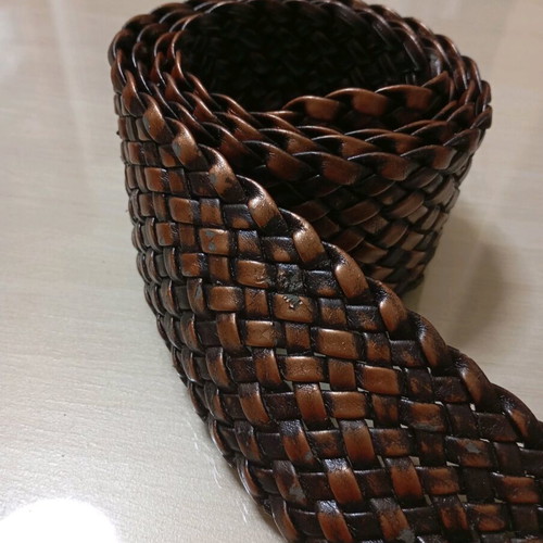 Adjustable wide woven belt used, black and brown