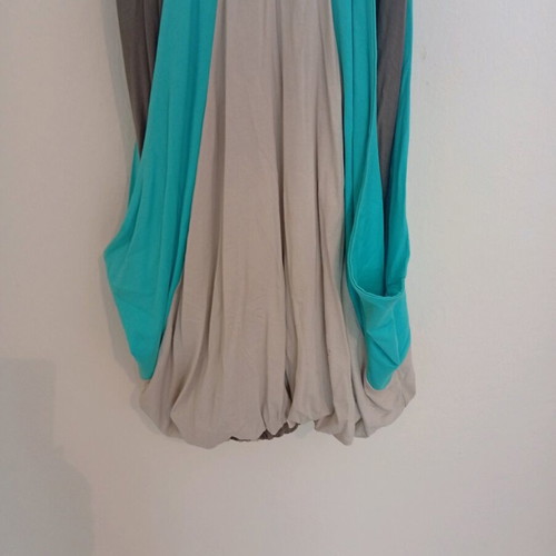 Summer women's dress like new, boho style, beige and turquoise