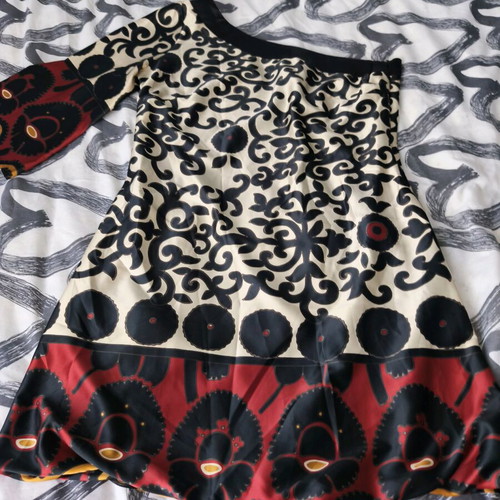 Cocktail dress like new one-shoulder with balloon hem black size L