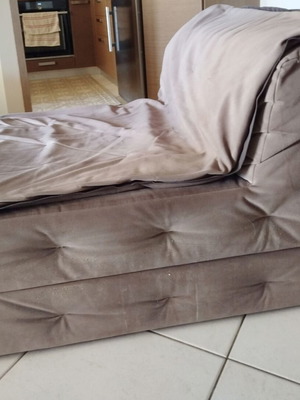 Sofa Company armchairs like new with connecting mechanism and stool