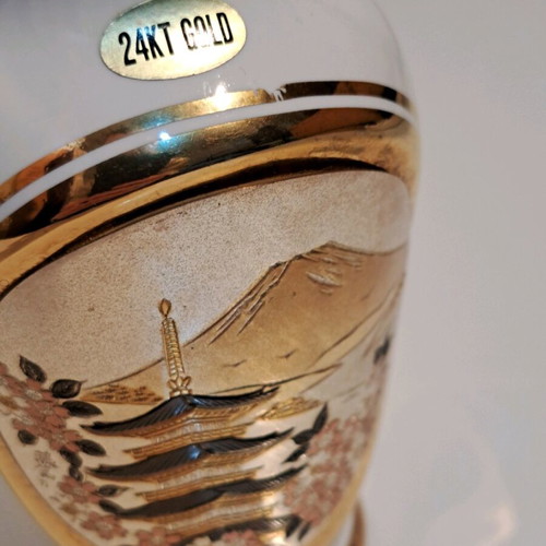 The Art of Chokin Decorative Vase 15cm 24K Gold Japan like new