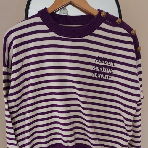 Doretta striped sweatshirt with Amour print new