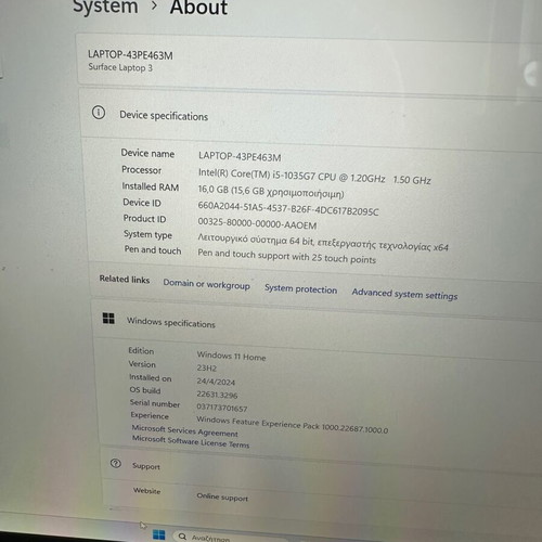 Microsoft Surface Laptop 3 i5-1035G7 16GB 256GB SSD like new