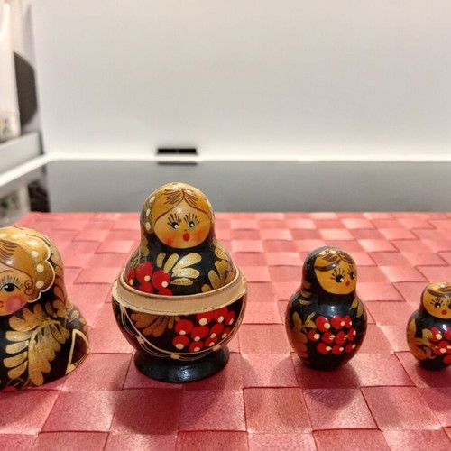 Babushka set of 5 wooden dolls with hand-painted design, new