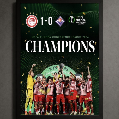 Olympiacos Conference League framed poster new
