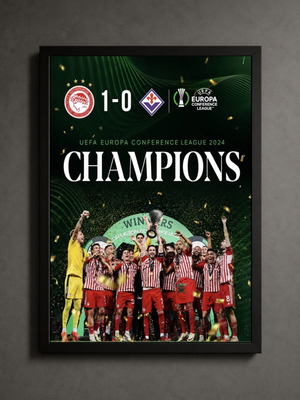 Olympiacos Conference League framed poster new