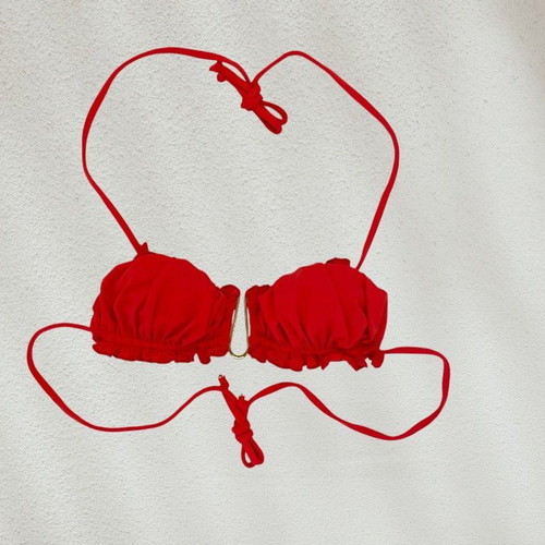 Pixie Swim strapless bikini top red new Large