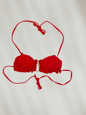 Pixie Swim strapless bikini top red new Large