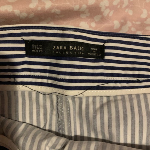 Striped spring pants Zara used, size medium, white-blue