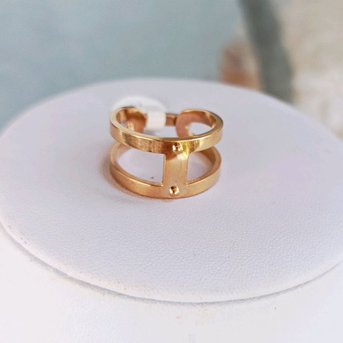 Ring pink-gold stainless steel new