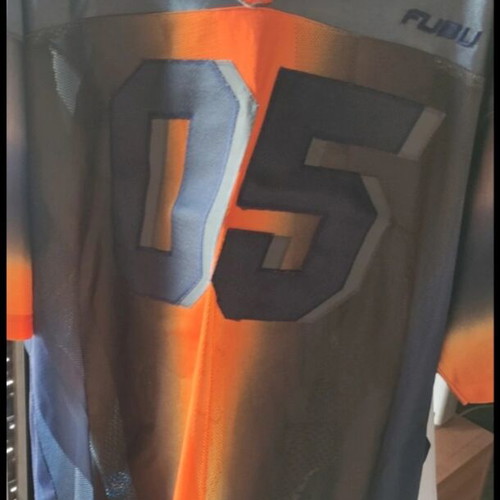 FUBU vintage football jersey size L like new, gray and orange
