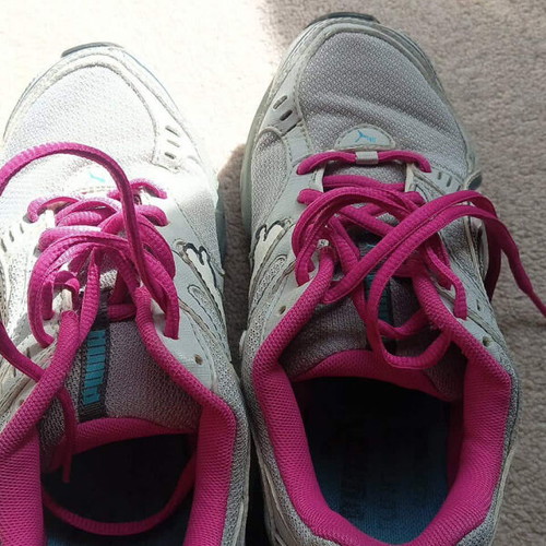 Puma girls' athletic sneakers size 36 like new, white-pink