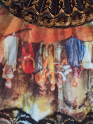 Βεντάλια μεταχειρισμένη με σχέδιο εποχής και δαντέλα