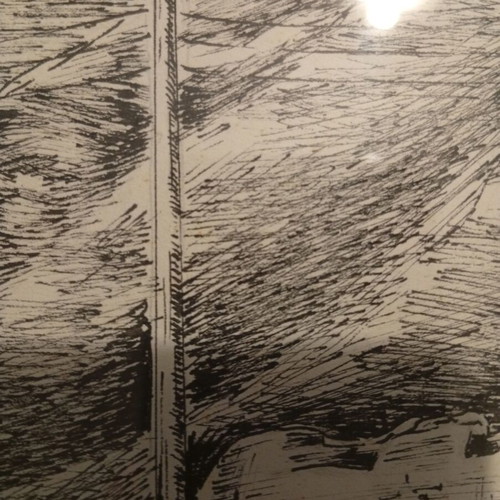Ink drawing on paper artwork used, signed by artist