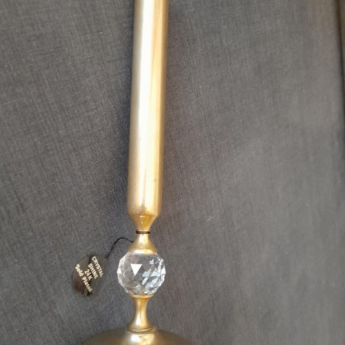 Vintage Lovjo of Sweden vase/candleholder 24K gold plated with crystal new