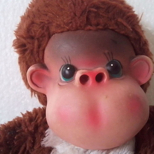 Vintage plush monkey used Rubber Face Chimp Chicaboo Bootleg