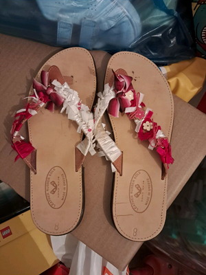 Women's handmade flip-flops new, size 37, beige