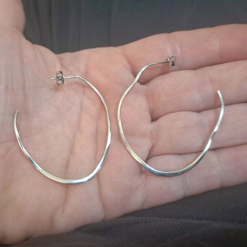 Handmade silver 925 hoop earrings organic design like new